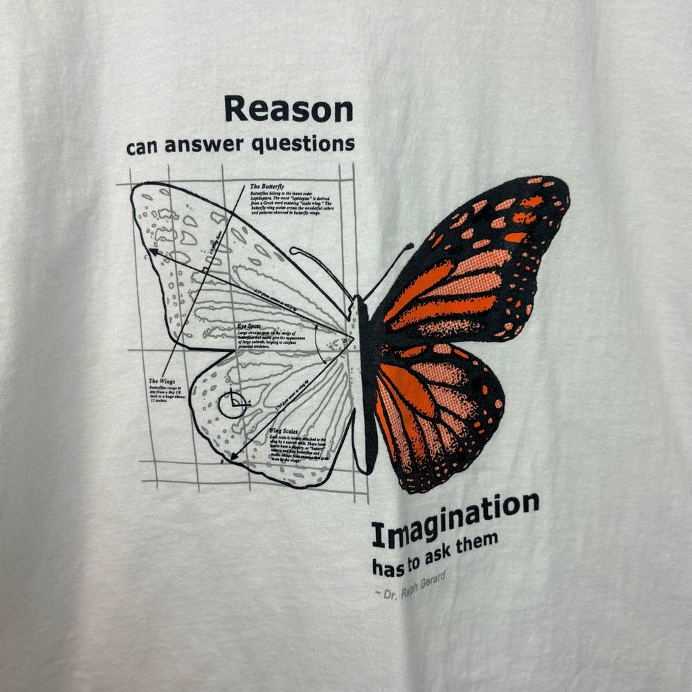 Hanes Hefty 2004 Graphic T-Shirt Art and Logic with Orange Butterfly Print - Picture 5 of 10